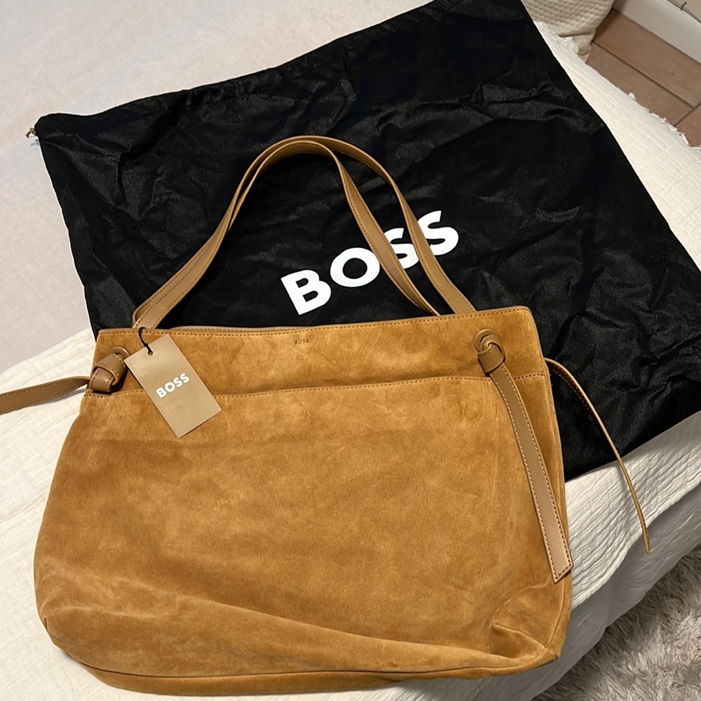 Hugo boss Kaitlin suede shoulder bag